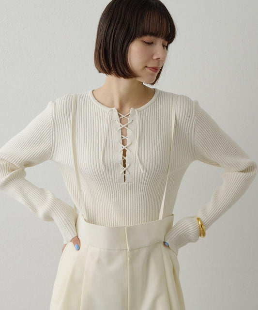 RAW SILK蕾絲繫帶套頭衫