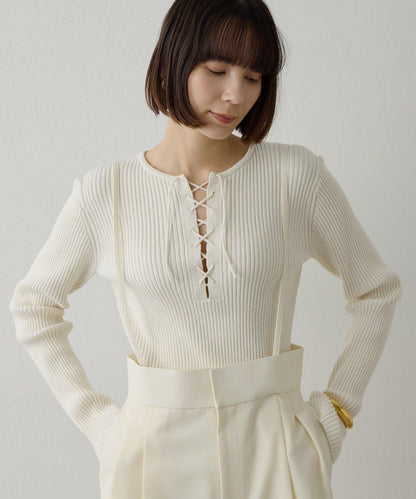 RAW SILK蕾絲繫帶套頭衫