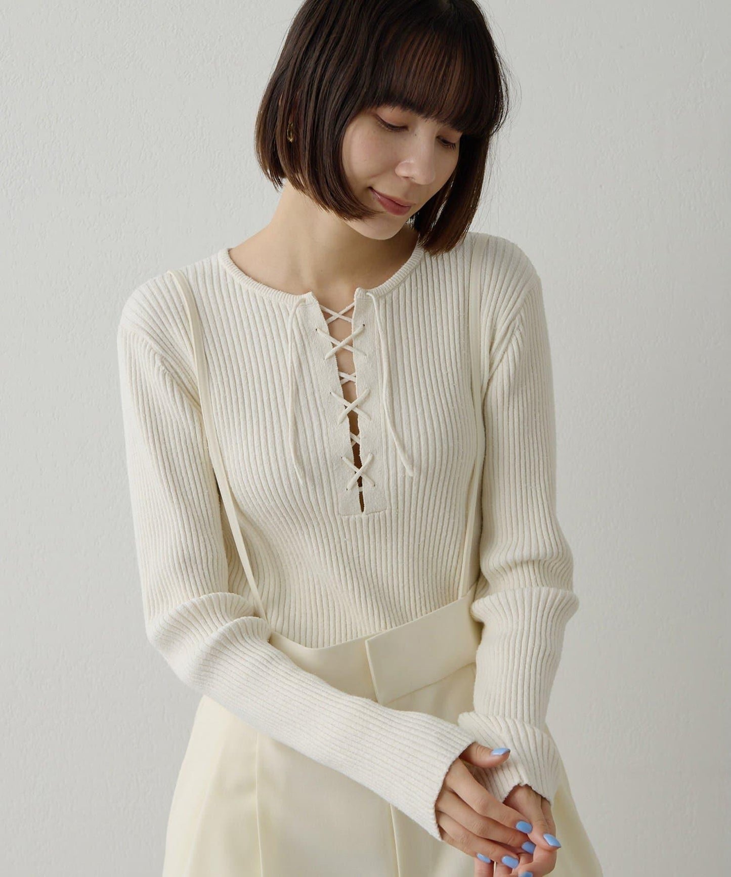 RAW SILK蕾絲繫帶套頭衫