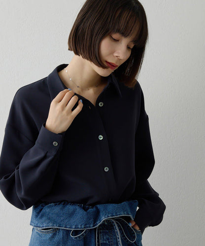 雙層斜紋V領套頭衫