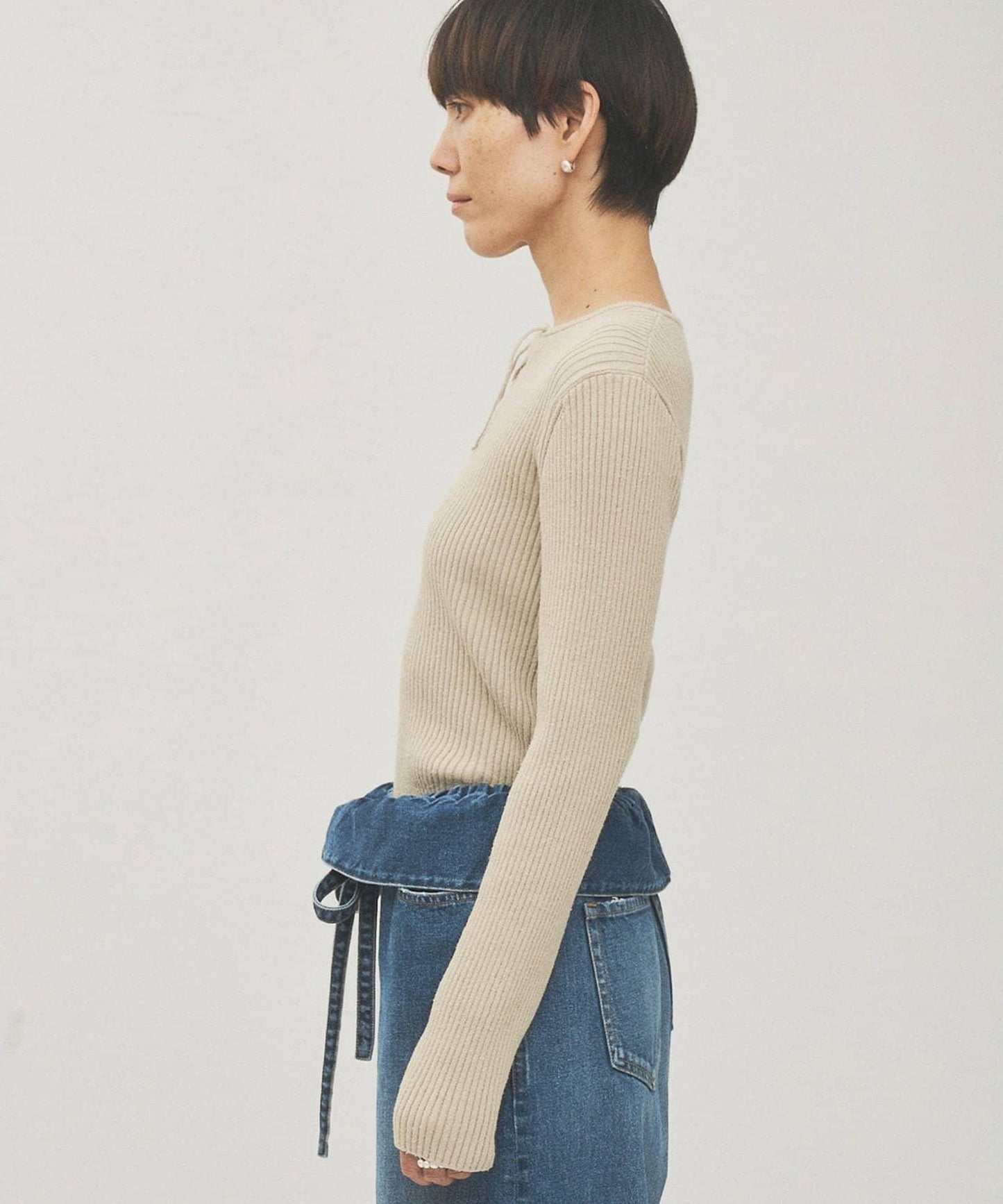 RAW SILK蕾絲繫帶套頭衫