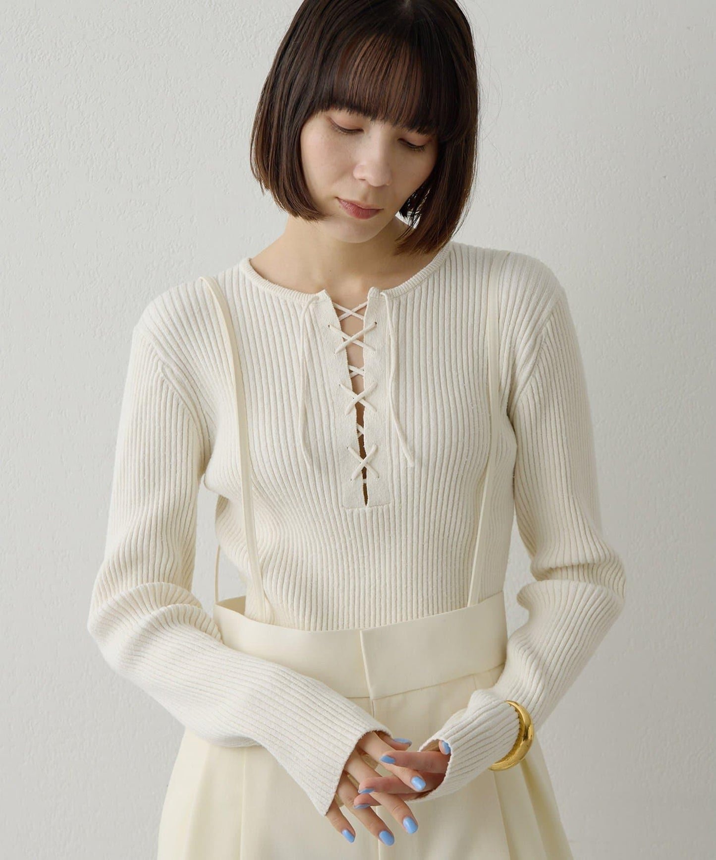 RAW SILK蕾絲繫帶套頭衫