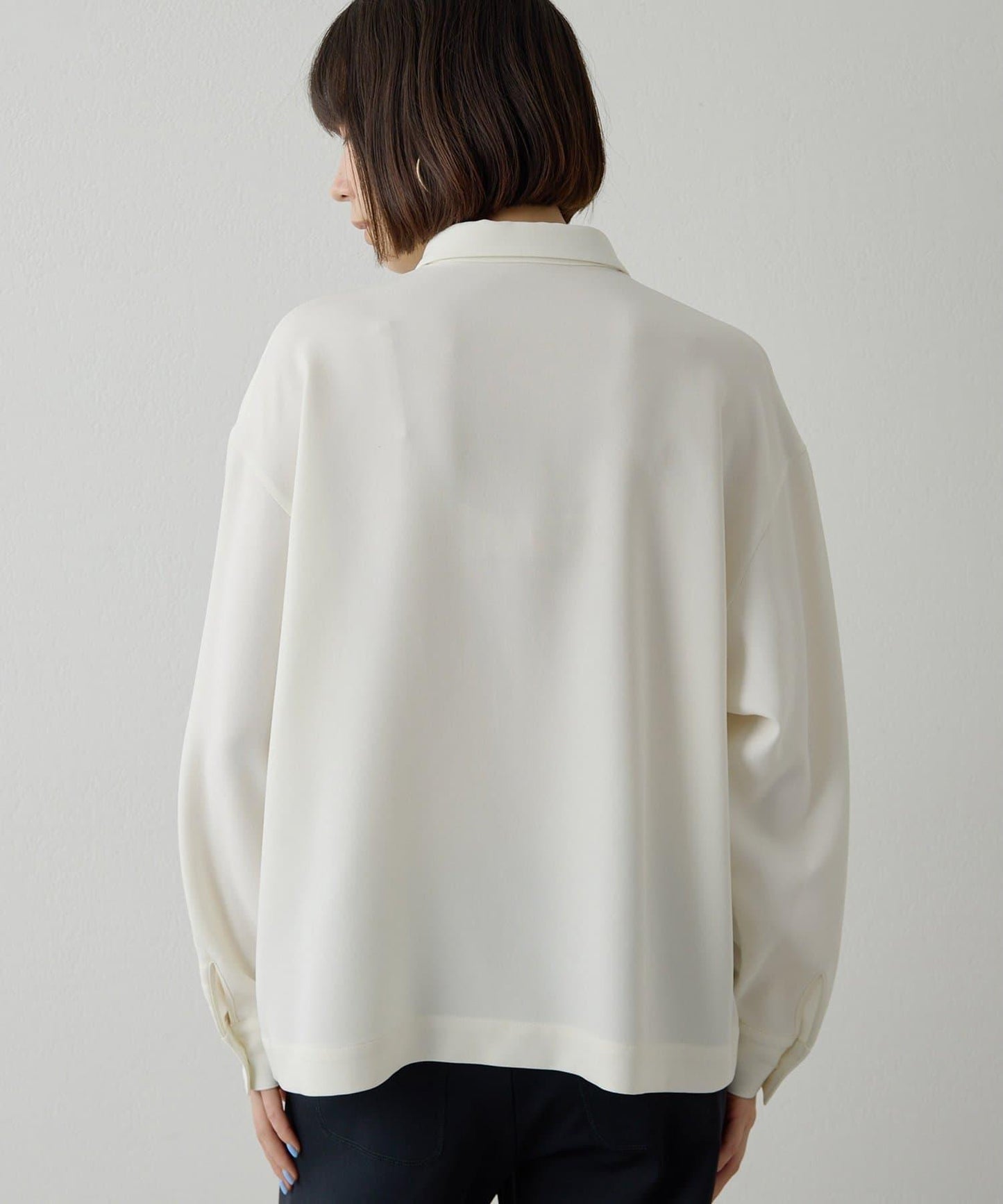 雙層斜紋V領套頭衫