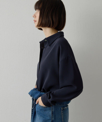 雙層斜紋V領套頭衫