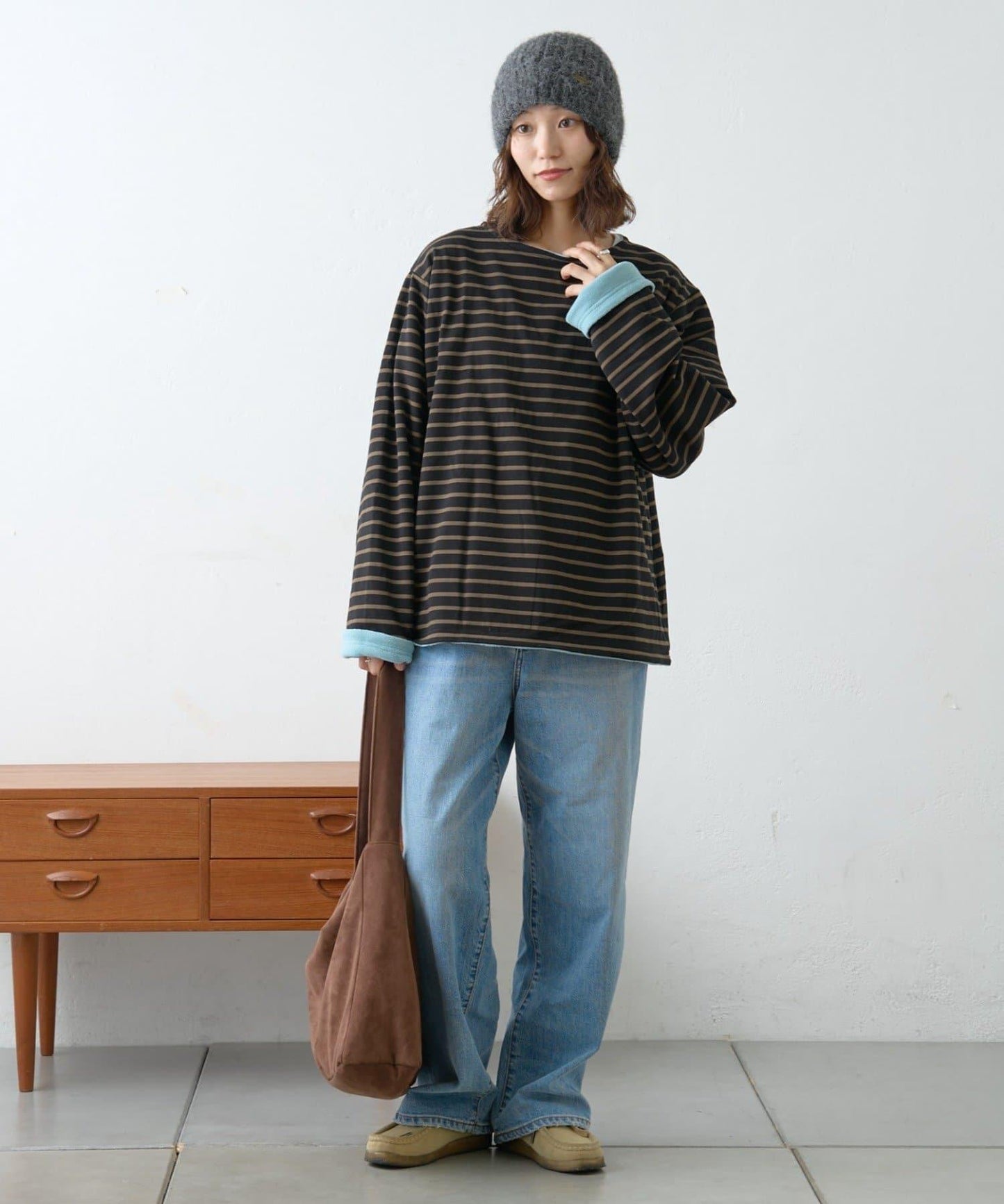 【GEVACO】內裡抓絨船領可雙面穿套頭衫