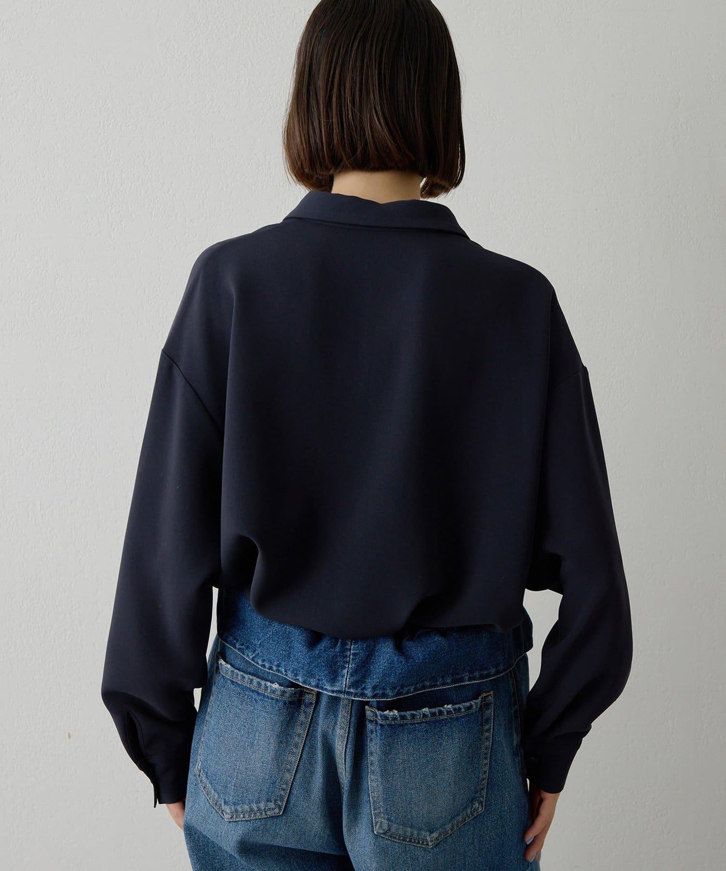 雙層斜紋V領套頭衫