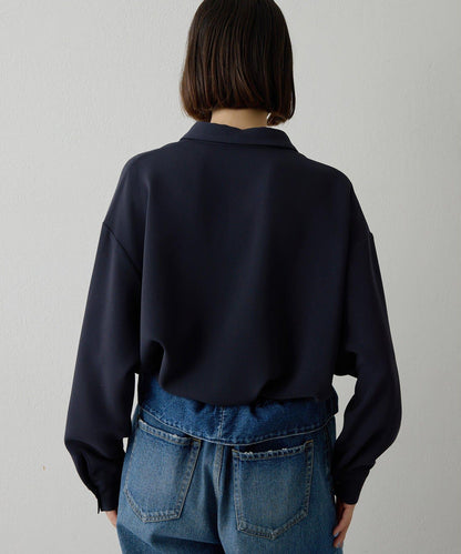 雙層斜紋V領套頭衫