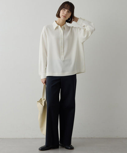 雙層斜紋V領套頭衫