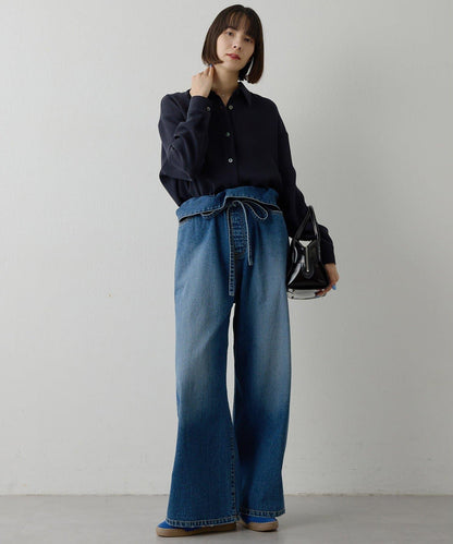 雙層斜紋V領套頭衫