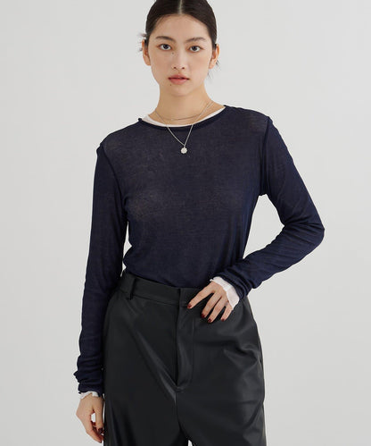 強捻紗透視套頭衫