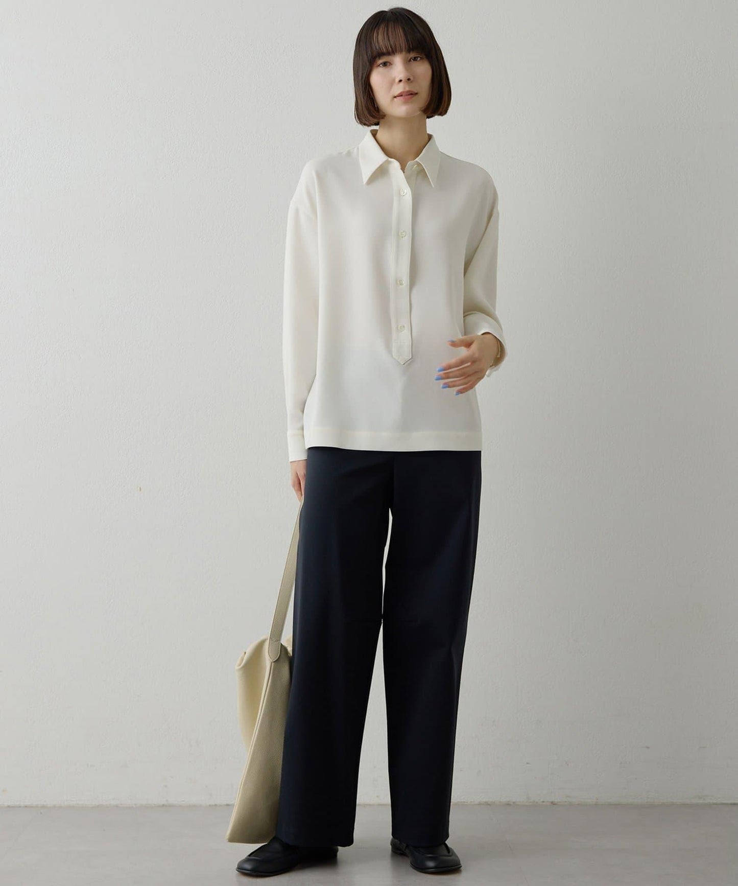 雙層斜紋V領套頭衫