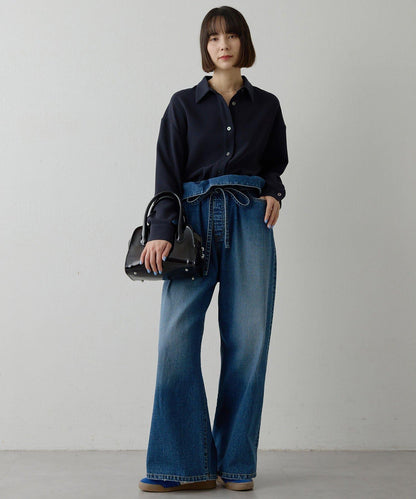 雙層斜紋V領套頭衫