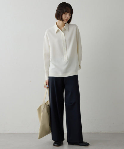 雙層斜紋V領套頭衫