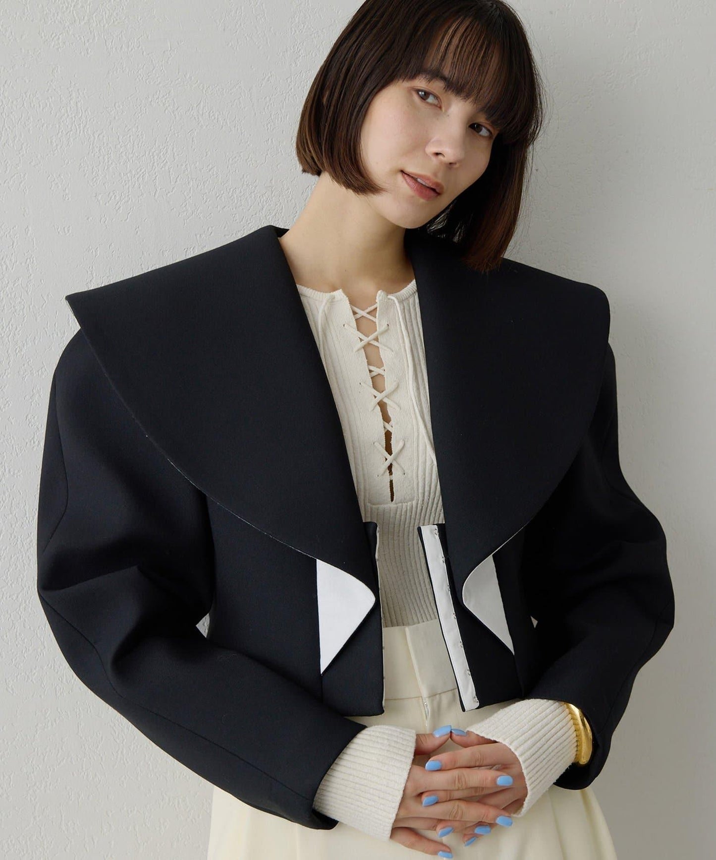 RAW SILK蕾絲繫帶套頭衫