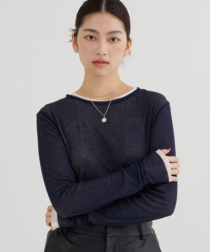 強捻紗透視套頭衫