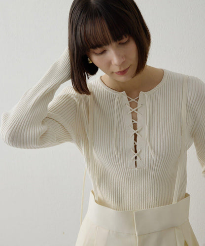 RAW SILK蕾絲繫帶套頭衫