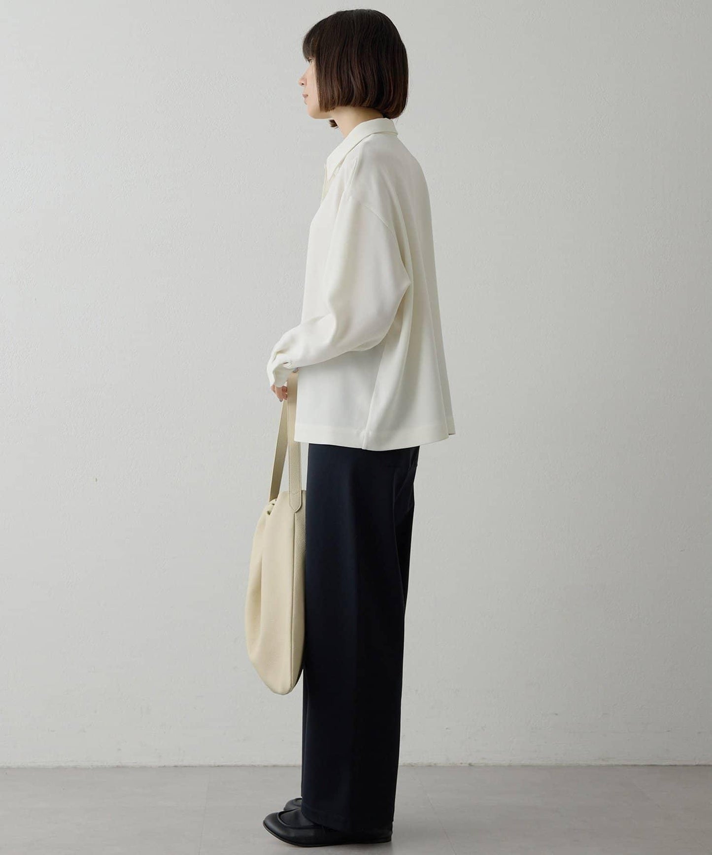 雙層斜紋V領套頭衫