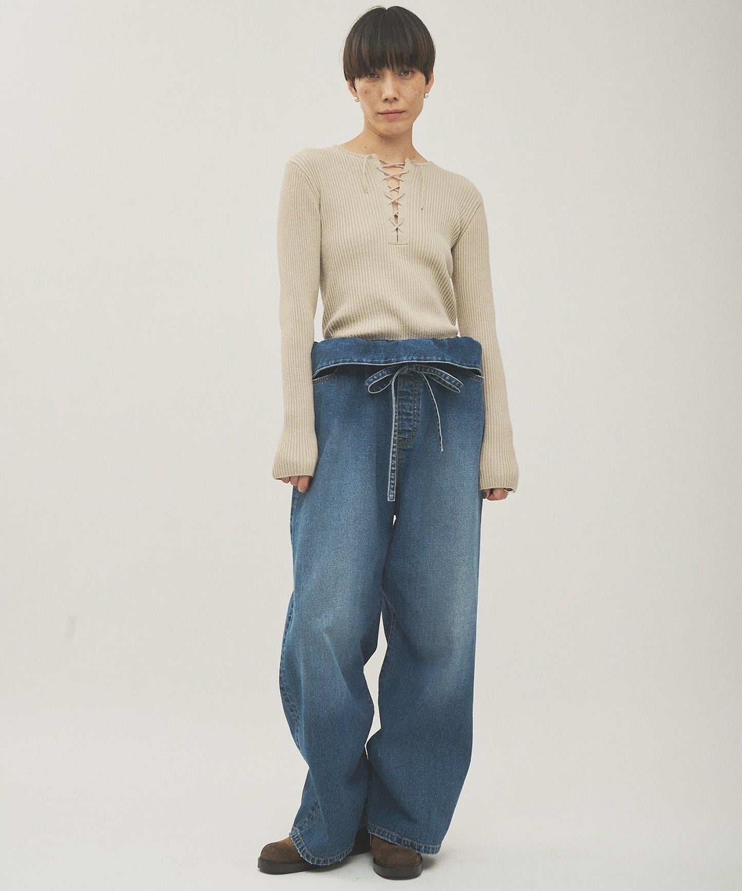 RAW SILK蕾絲繫帶套頭衫