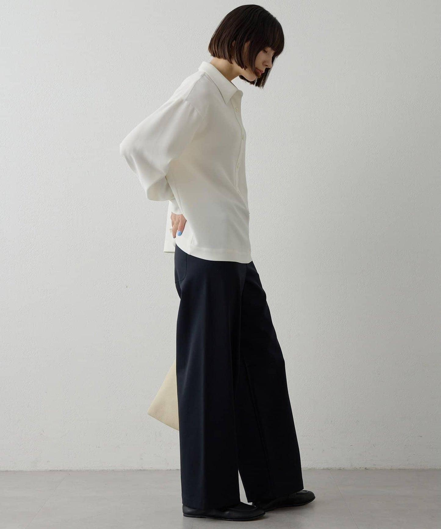 雙層斜紋V領套頭衫