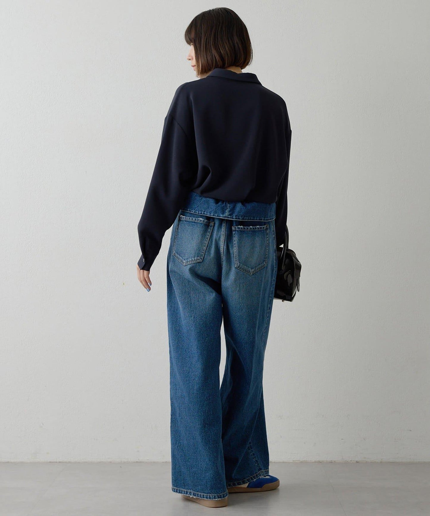 雙層斜紋V領套頭衫