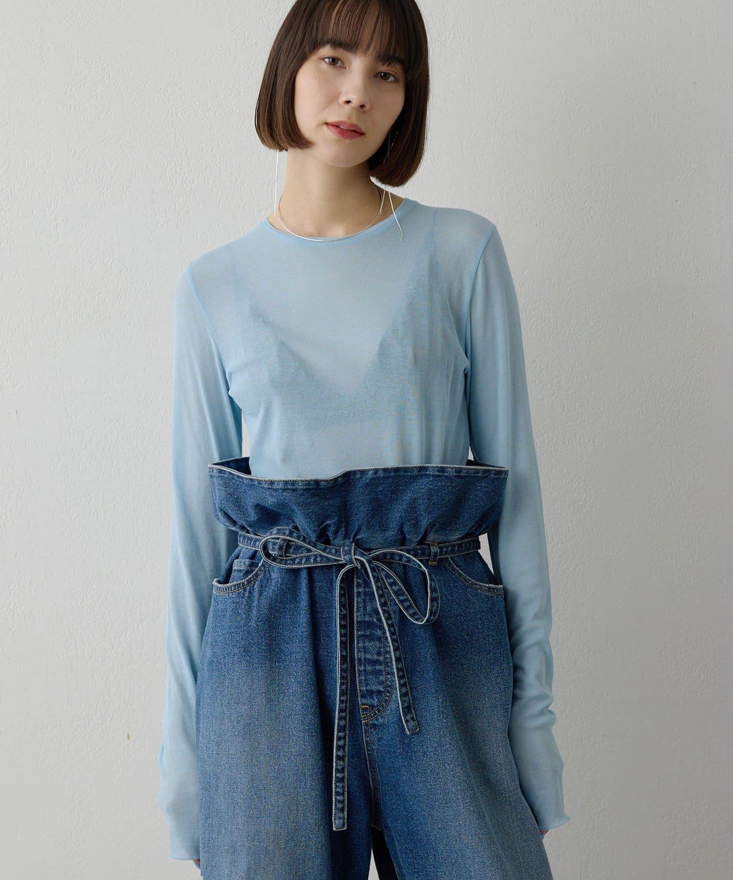 強捻紗透視套頭衫