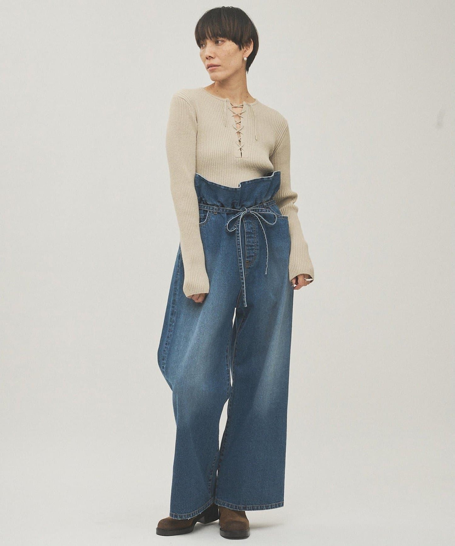 RAW SILK蕾絲繫帶套頭衫