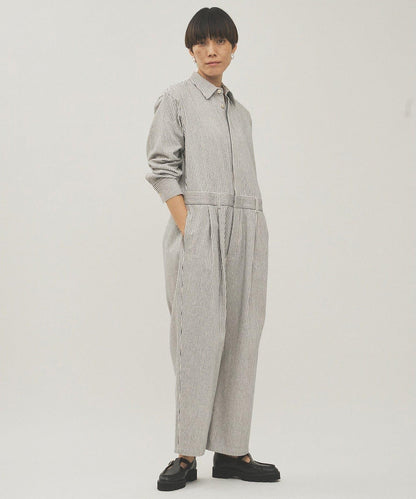 條紋牛仔連體褲