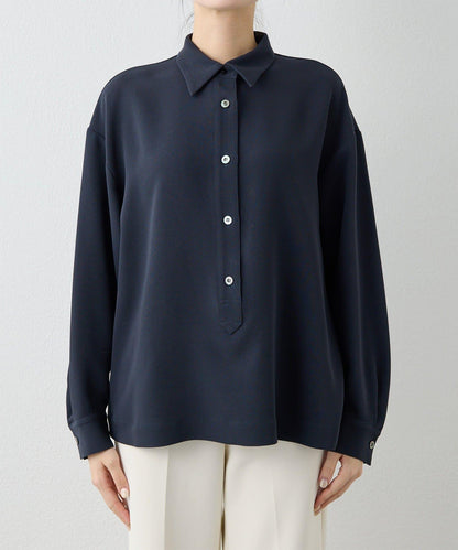 雙層斜紋V領套頭衫