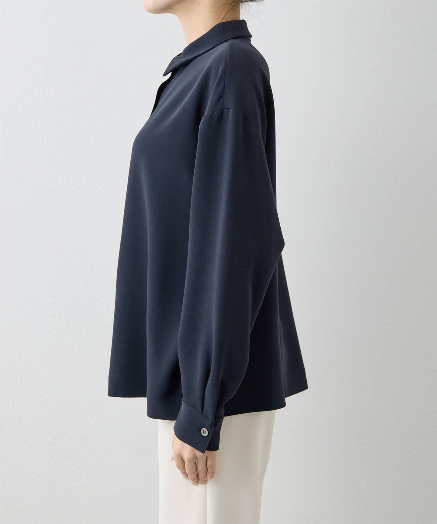 雙層斜紋V領套頭衫