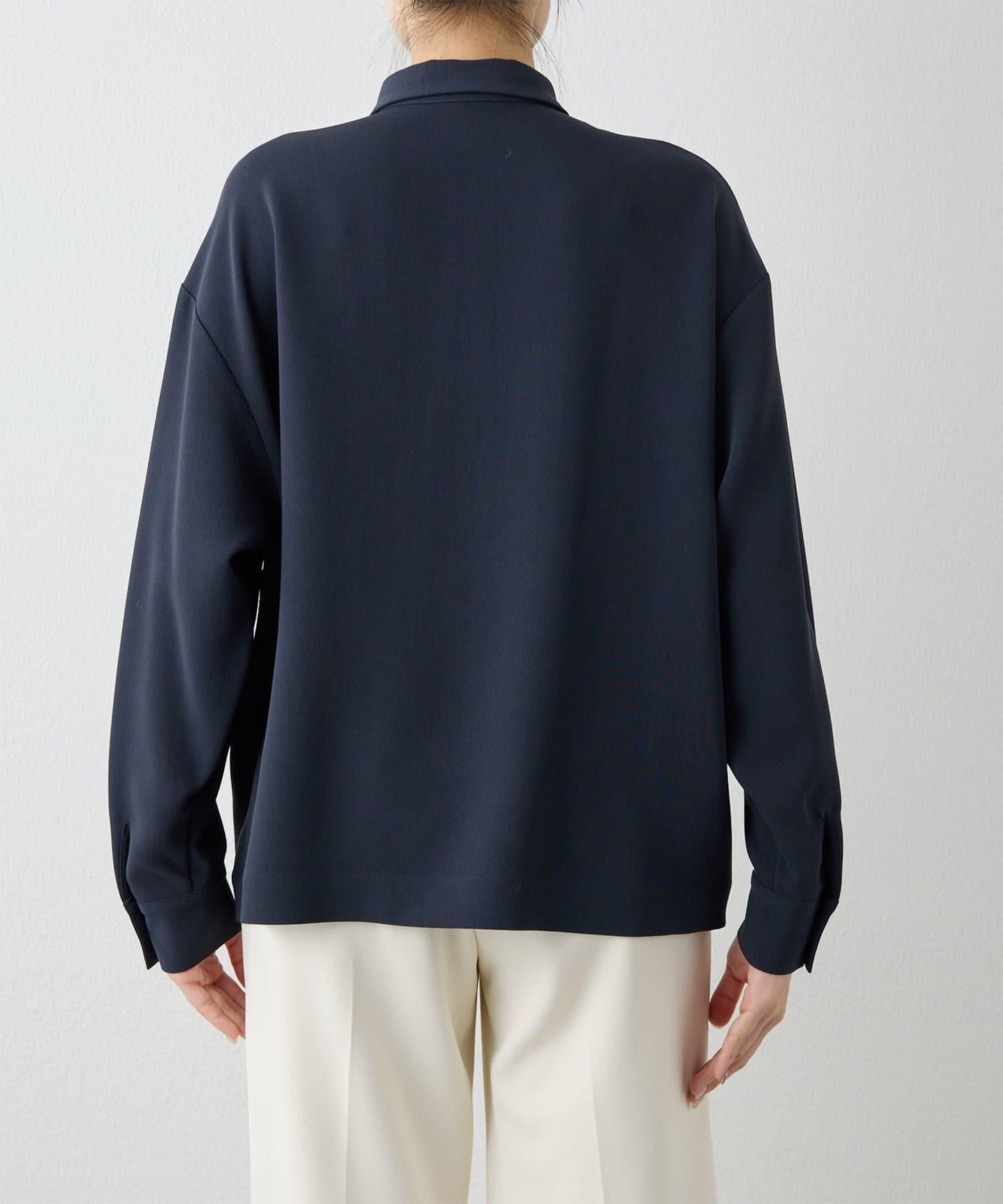 雙層斜紋V領套頭衫