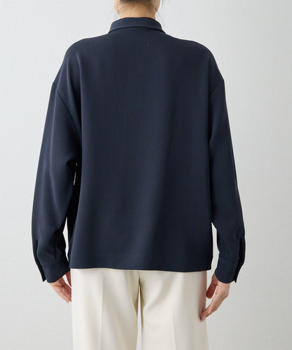 雙層斜紋V領套頭衫