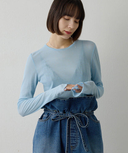 強捻紗透視套頭衫