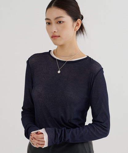 強捻紗透視套頭衫