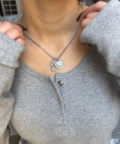 十字與愛心圖案項鍊