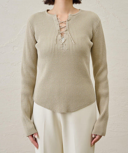 RAW SILK蕾絲繫帶套頭衫