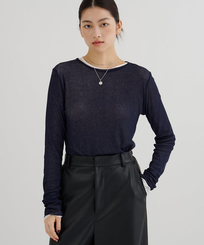 強捻紗透視套頭衫