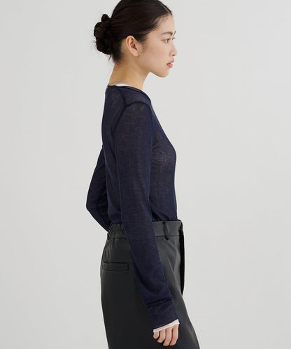 強捻紗透視套頭衫