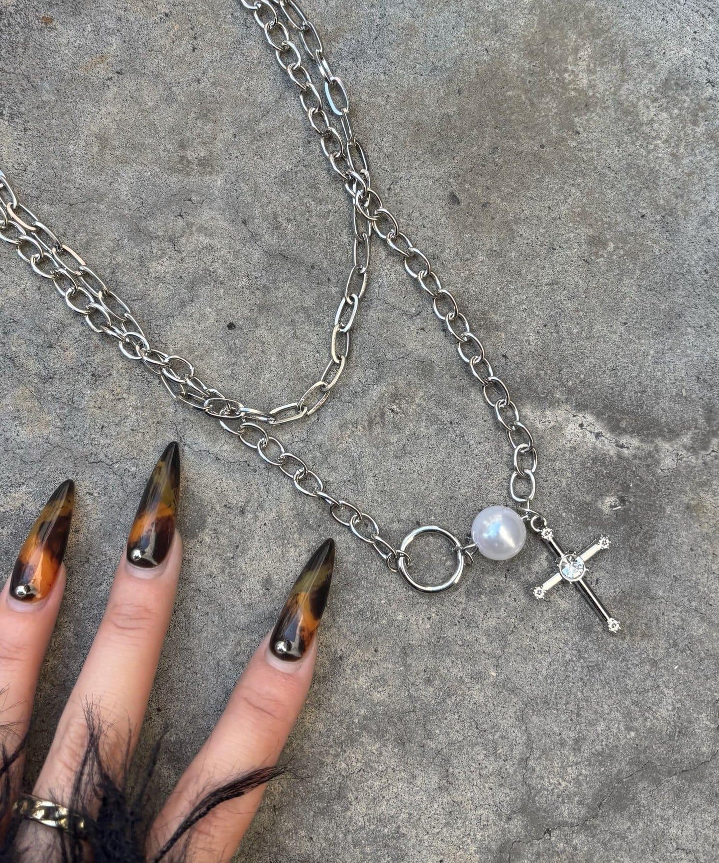 雙層鏈條十字架項鍊