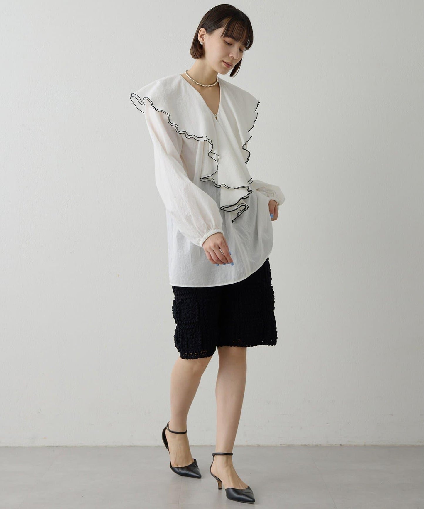 棉質荷葉邊襯衫
