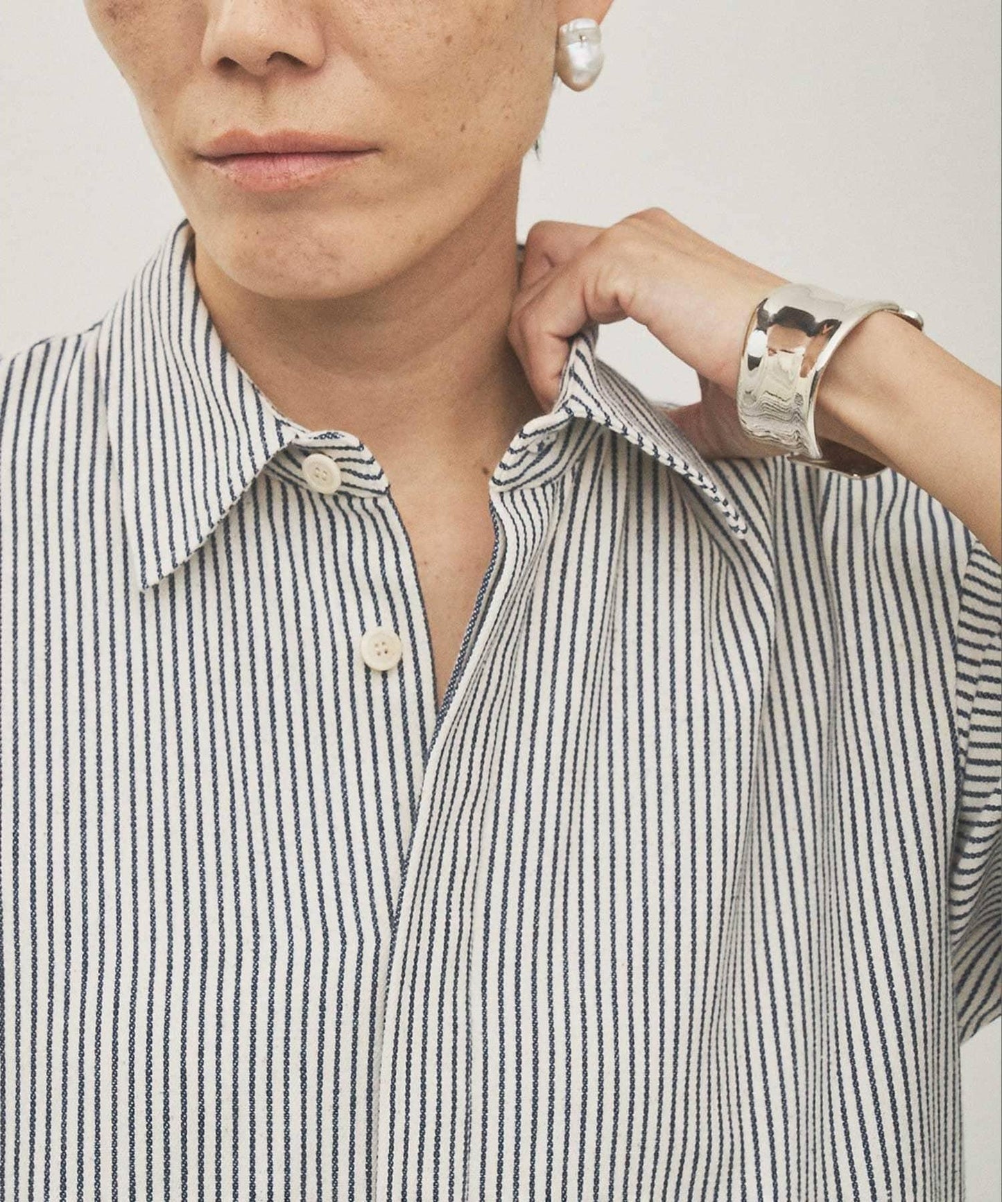 條紋牛仔連體褲