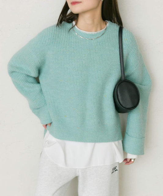 彩點圓領針織套頭衫