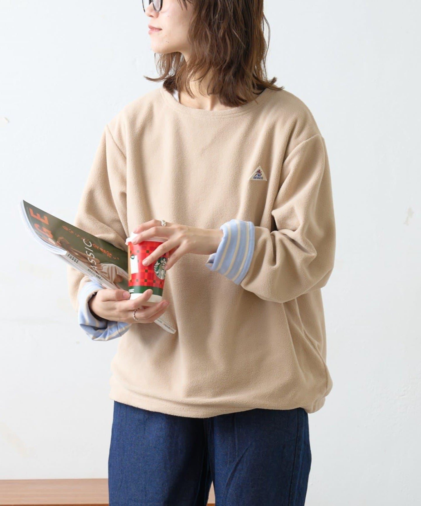 【GEVACO】內裡抓絨船領可雙面穿套頭衫