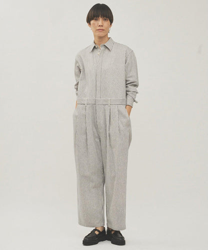 條紋牛仔連體褲