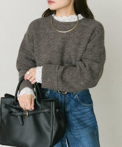 彩點圓領針織套頭衫