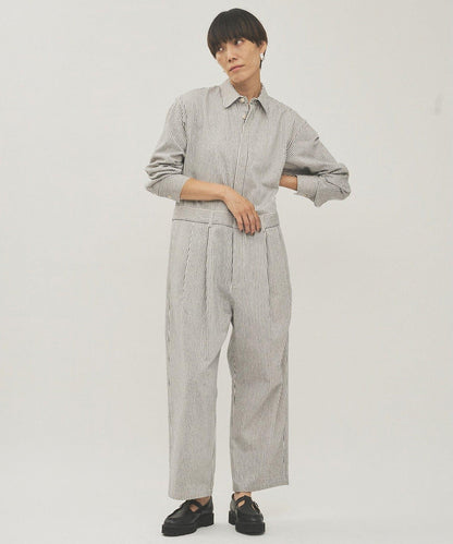 條紋牛仔連體褲