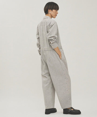 條紋牛仔連體褲