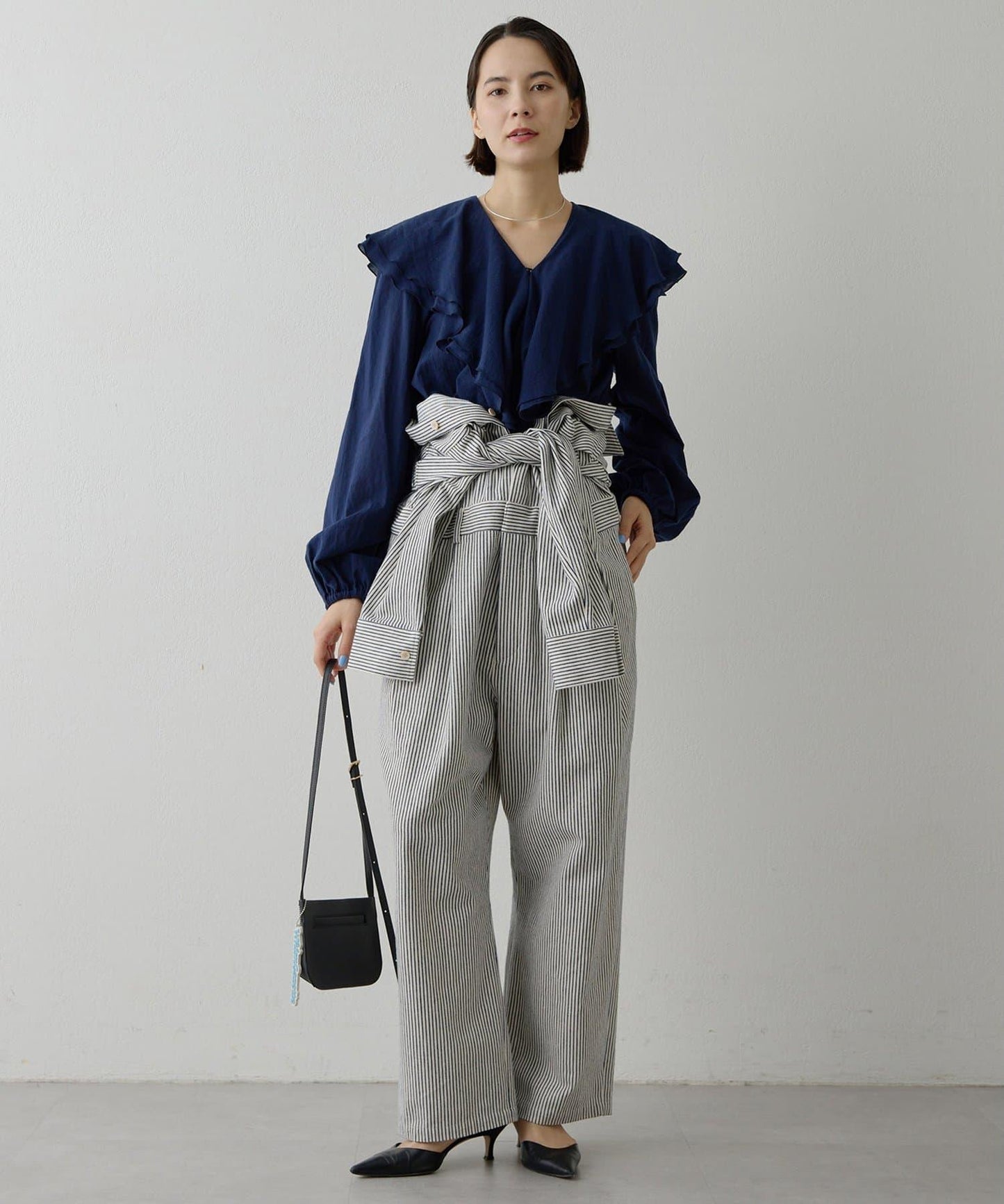 條紋牛仔連體褲