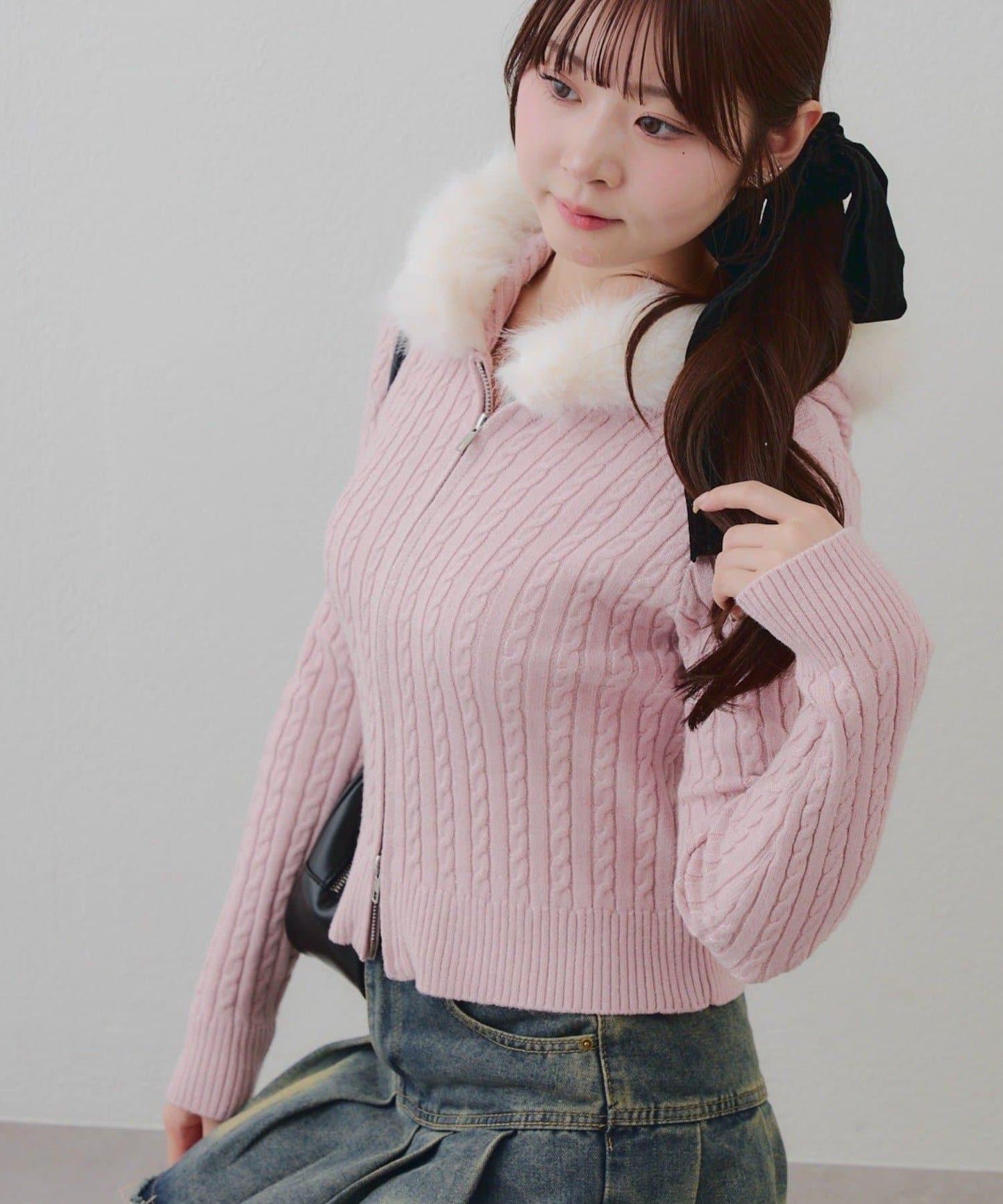 冬季流行單品♪【RMAF】亮片麻花毛絨連帽衫