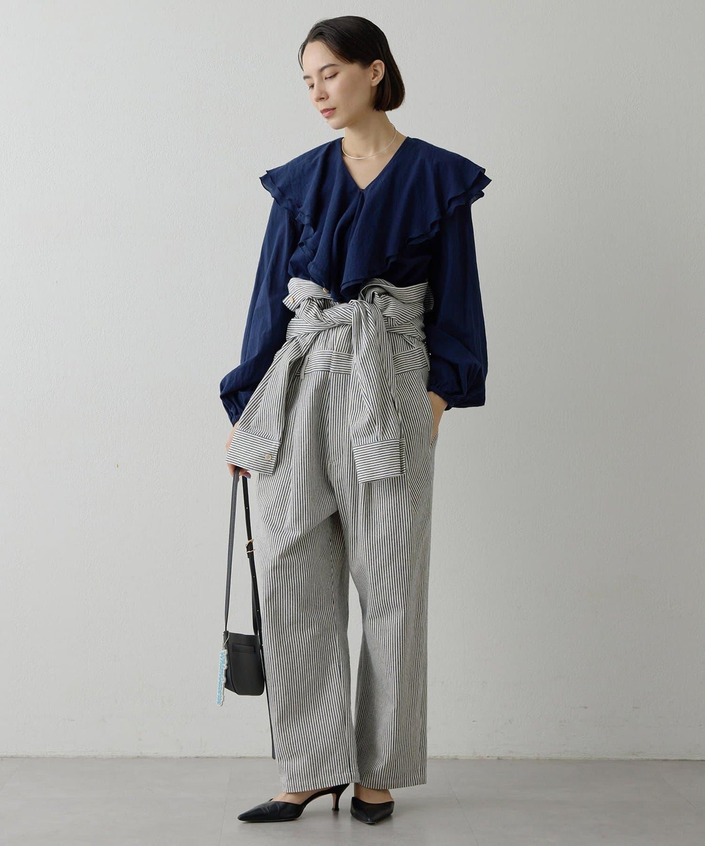 條紋牛仔連體褲