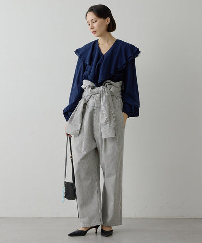 條紋牛仔連體褲